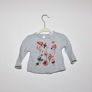 Zara Baby Grey LS Graphic Tee sz 6-9 mos.
